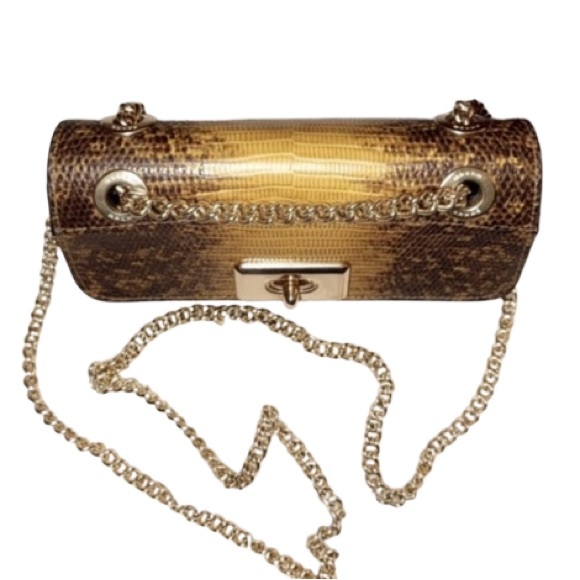 Coach Cassidy Lizard Embossed Leather Turnlock Chain Crossbody Bag F72671 - Picture 3 of 8